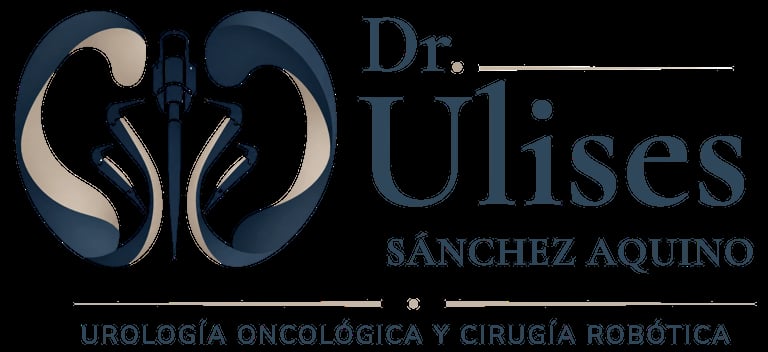 Logo for Dr. Ulises Sanchez Aquino featuring stylized kidneys with text about urologic oncology and robotic surgery